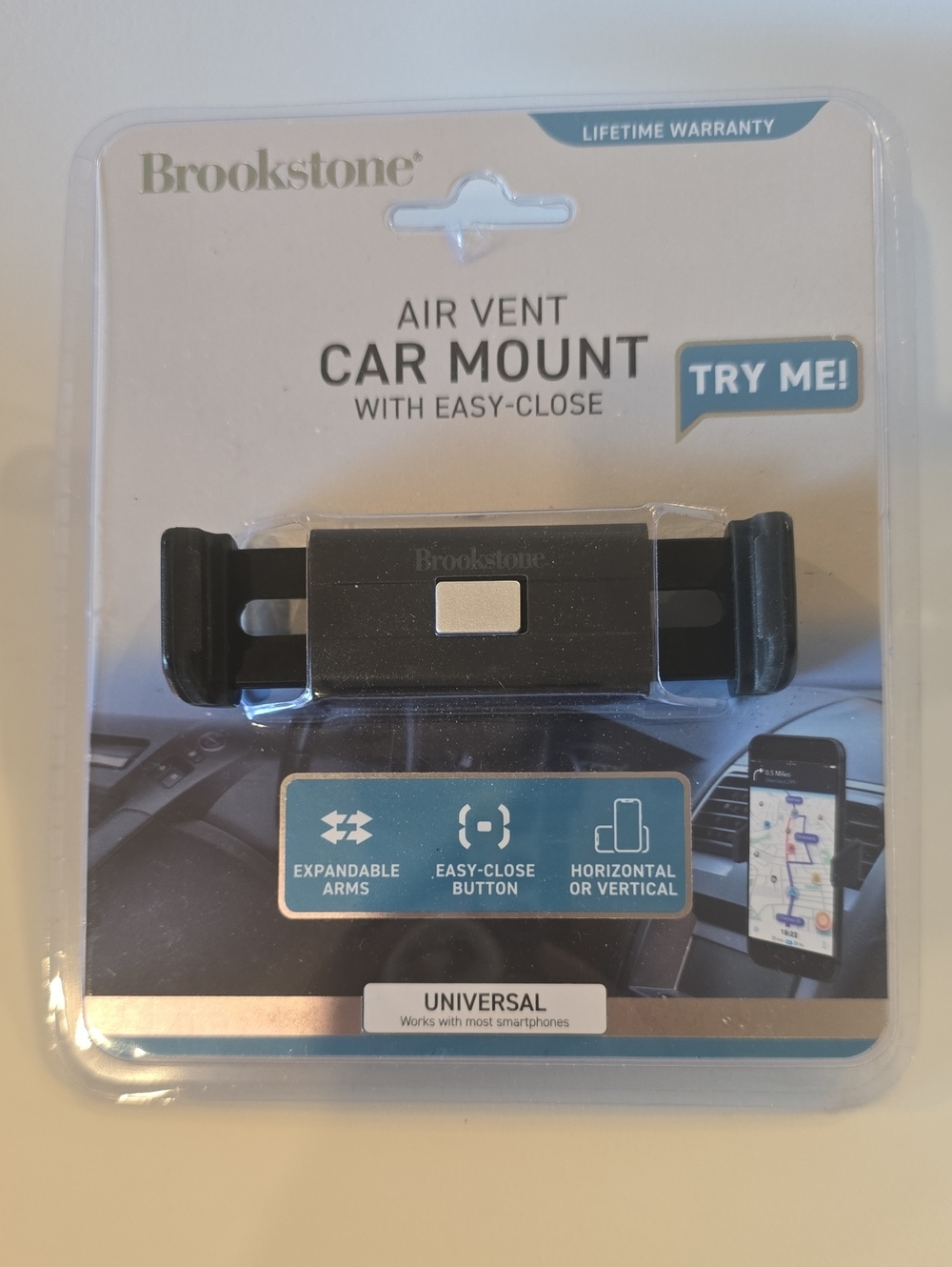 Brookstone Black and Silver Air Vent Car Mount Holder
